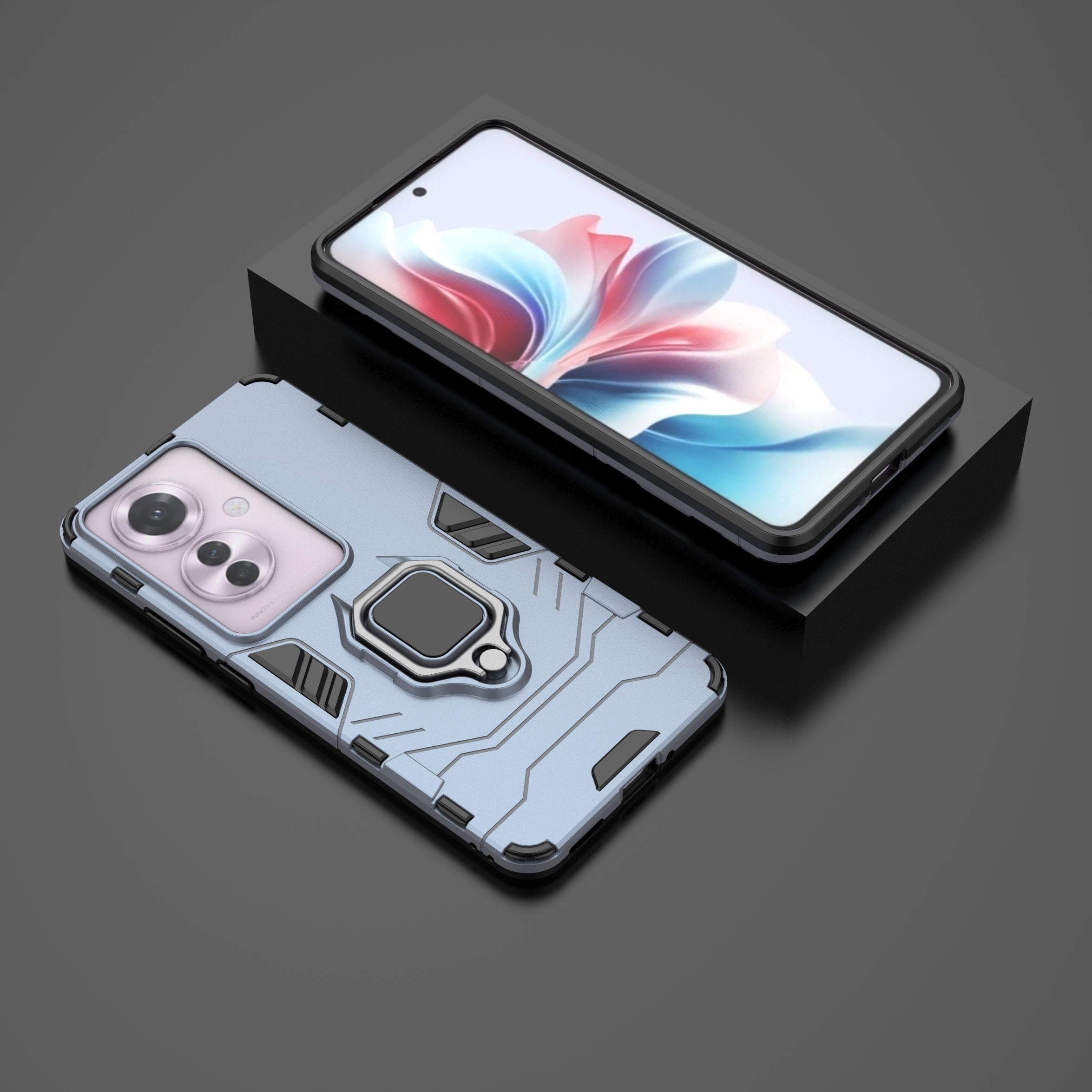 For Oppo Reno11 F 5G Case PC+TPU Dual Layer Hybrid Phone Cover with Ring Holder For Oppo Reno11 F 5G Case PC+TPU Dual Layer Hybrid Phone Cover with Ring Holder